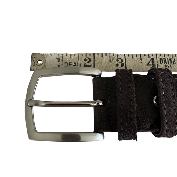 VERA PELLE ITALIAN SUEDE BROWN BELT SIZE 44-46 - Picture 6 of 7